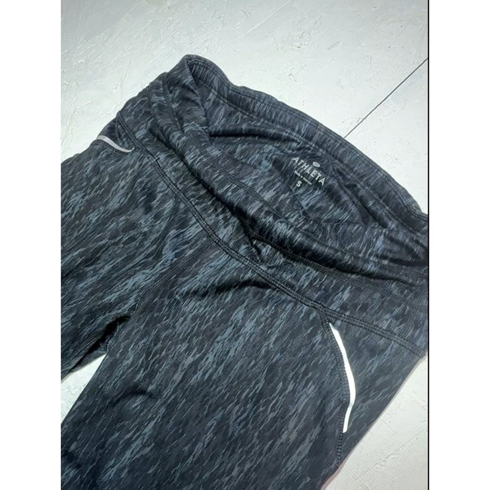 Athleta Womens Gray Black Space Dye Capri Leggings Size S Zip Pocket